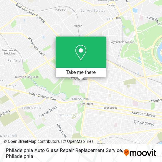 Philadelphia Auto Glass Repair Replacement Service map