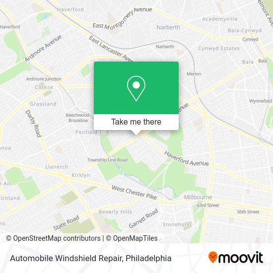 Mapa de Automobile Windshield Repair