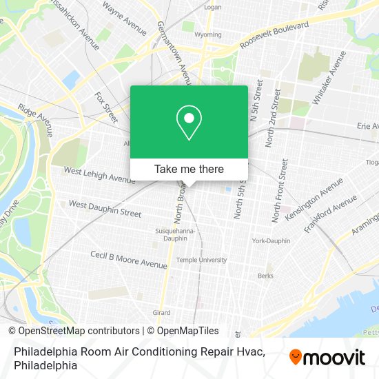 Philadelphia Room Air Conditioning Repair Hvac map