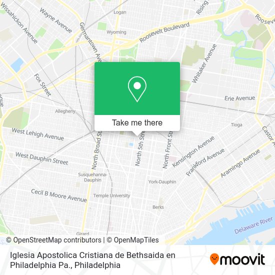 Mapa de Iglesia Apostolica Cristiana de Bethsaida en Philadelphia Pa.