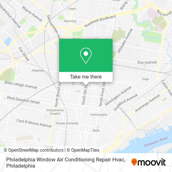 Philadelphia Window Air Conditioning Repair Hvac map