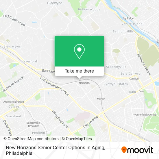 New Horizons Senior Center Options in Aging map