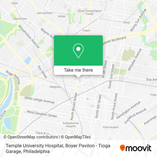 Mapa de Temple University Hospital, Boyer Pavilon - Tioga Garage