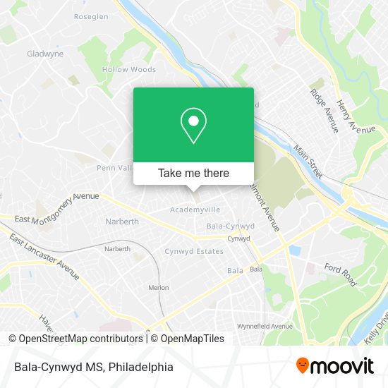 Mapa de Bala-Cynwyd MS
