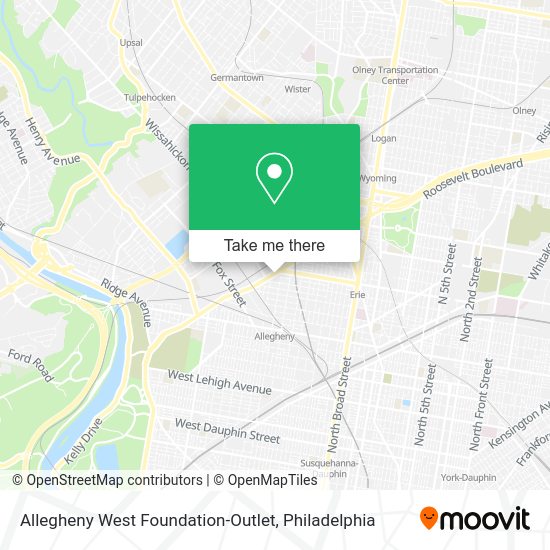 Allegheny West Foundation-Outlet map