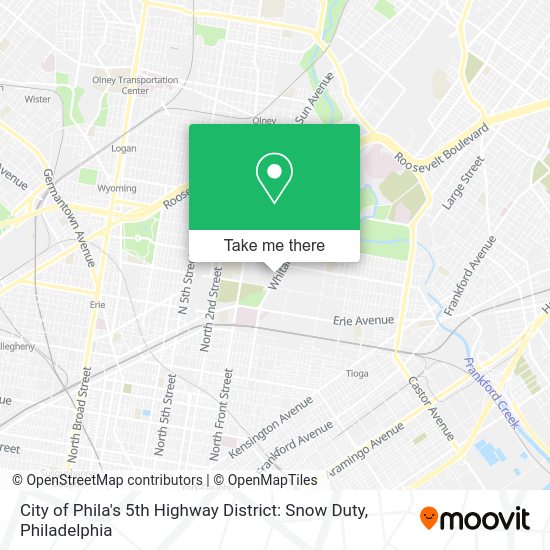 City of Phila's 5th Highway District: Snow Duty map