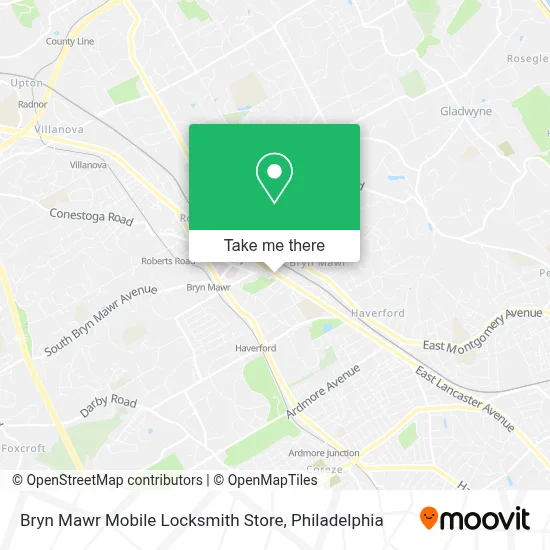 Bryn Mawr Mobile Locksmith Store map