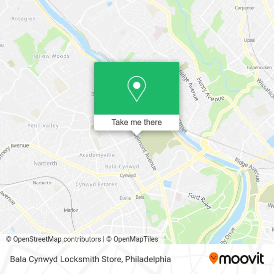 Bala Cynwyd Locksmith Store map