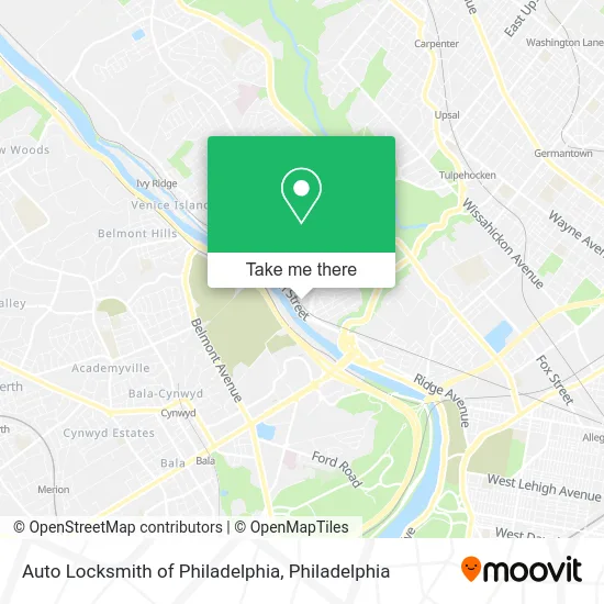 Auto Locksmith of Philadelphia map