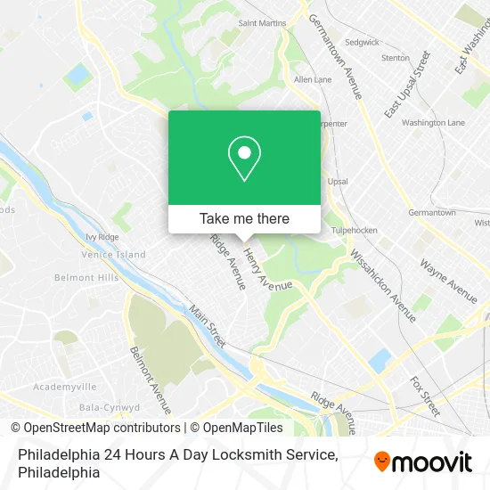 Philadelphia 24 Hours A Day Locksmith Service map