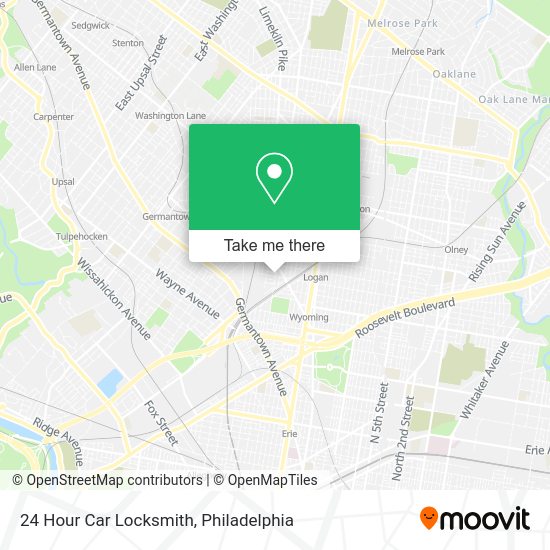 24 Hour Car Locksmith map