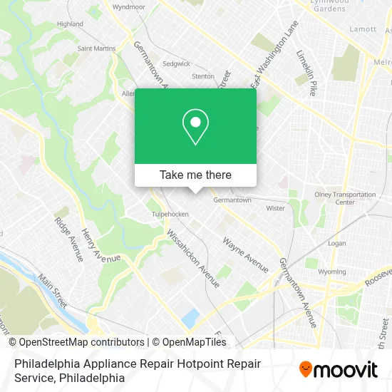 Philadelphia Appliance Repair Hotpoint Repair Service map