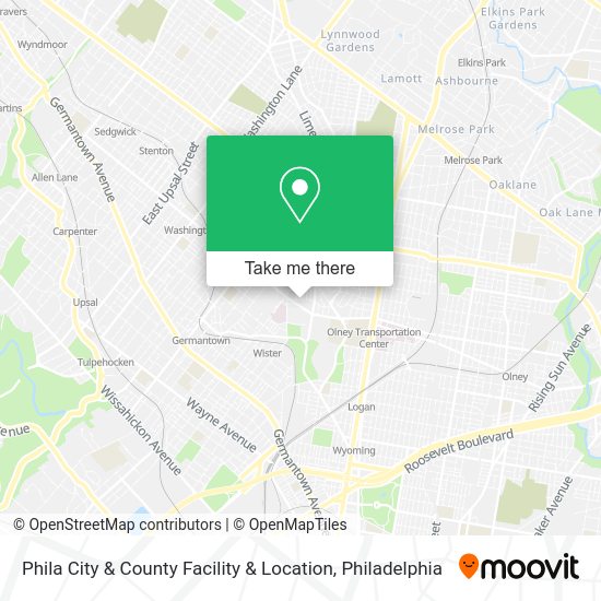 Phila City & County Facility & Location map