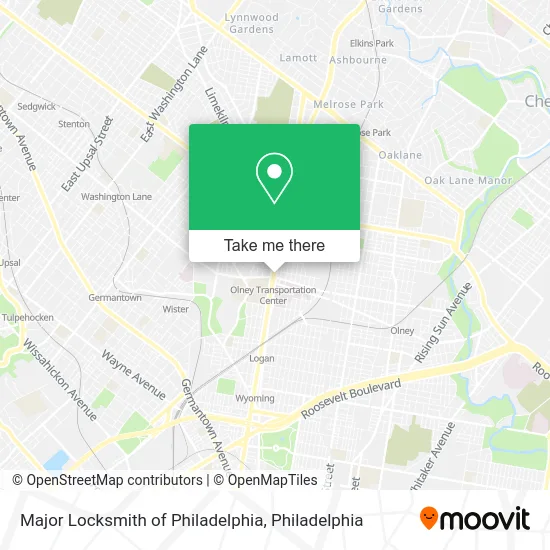 Major Locksmith of Philadelphia map