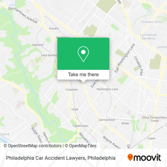 Mapa de Philadelphia Car Accident Lawyers