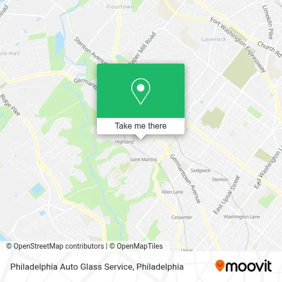 Philadelphia Auto Glass Service map
