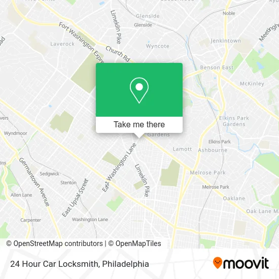 24 Hour Car Locksmith map