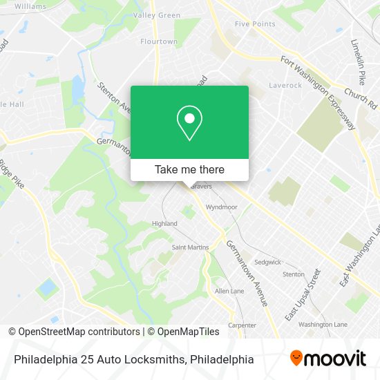 Philadelphia 25 Auto Locksmiths map