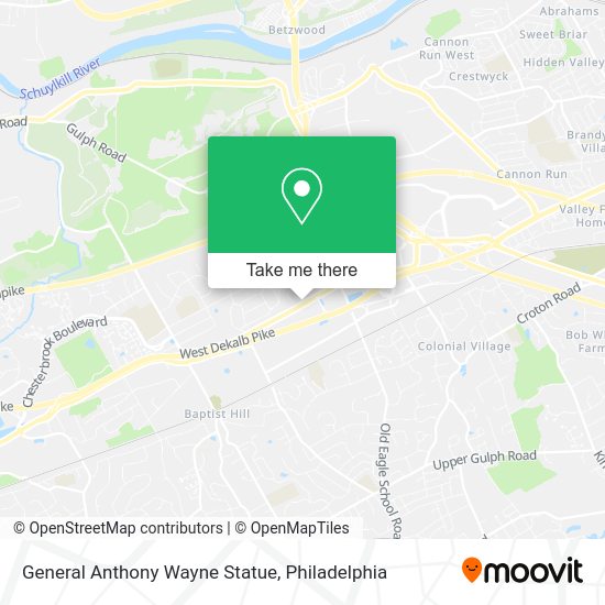General Anthony Wayne Statue map