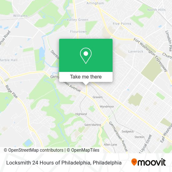 Locksmith 24 Hours of Philadelphia map