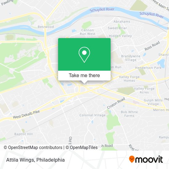 ¿Cómo llegar a Attila Wings en King Of Prussia en autobús, metro o tren?