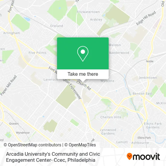 Arcadia University's Community and Civic Engagement Center- Ccec map
