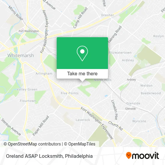 Oreland ASAP Locksmith map