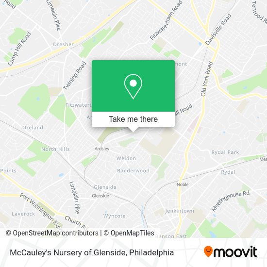McCauley's Nursery of Glenside map