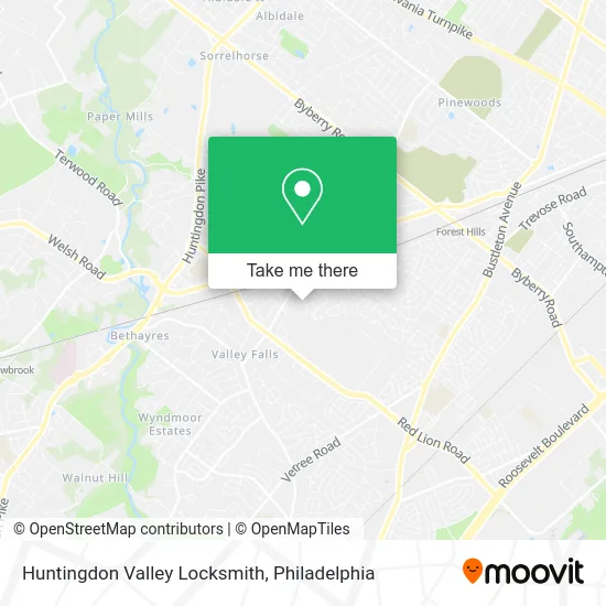 Huntingdon Valley Locksmith map