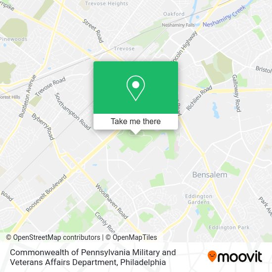 Commonwealth of Pennsylvania Military and Veterans Affairs Department map