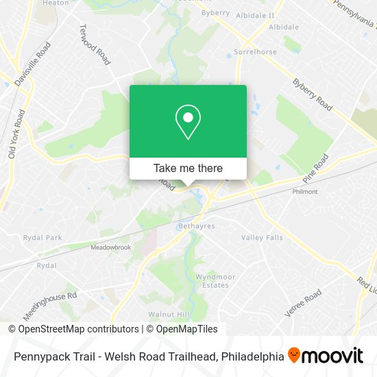 Pennypack Trail - Welsh Road Trailhead map