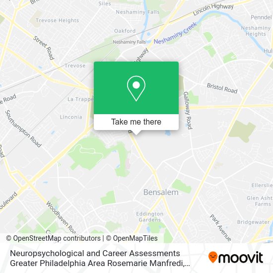 Neuropsychological and Career Assessments Greater Philadelphia Area Rosemarie Manfredi map