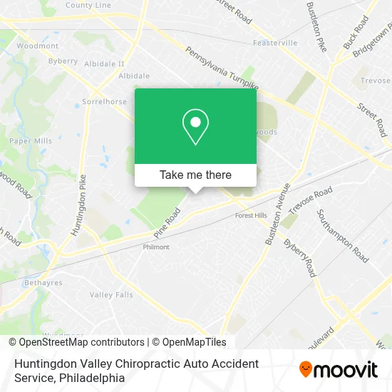 Huntingdon Valley Chiropractic Auto Accident Service map