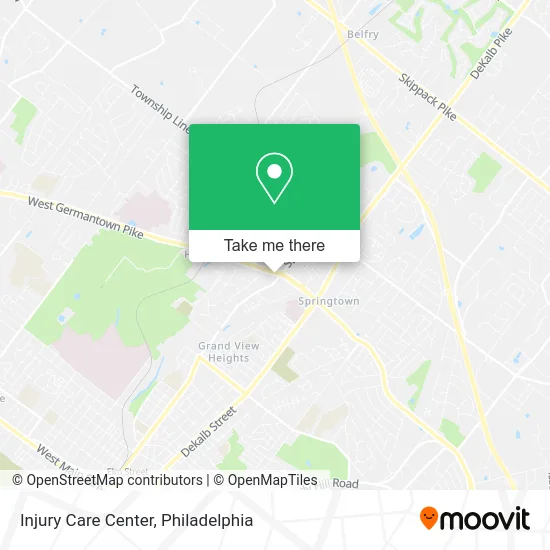 Injury Care Center map