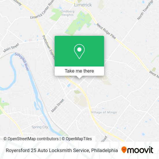 Royersford 25 Auto Locksmith Service map