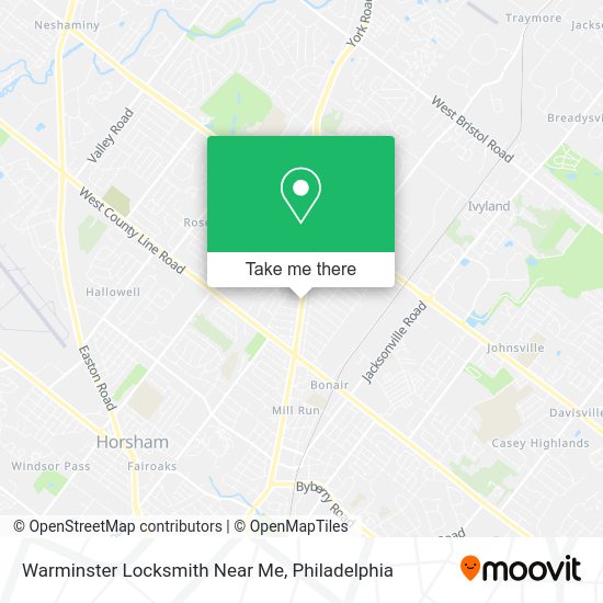 Mapa de Warminster Locksmith Near Me