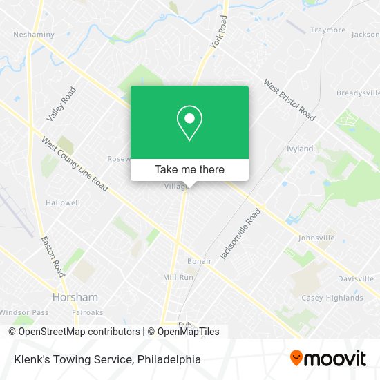 Mapa de Klenk's Towing Service