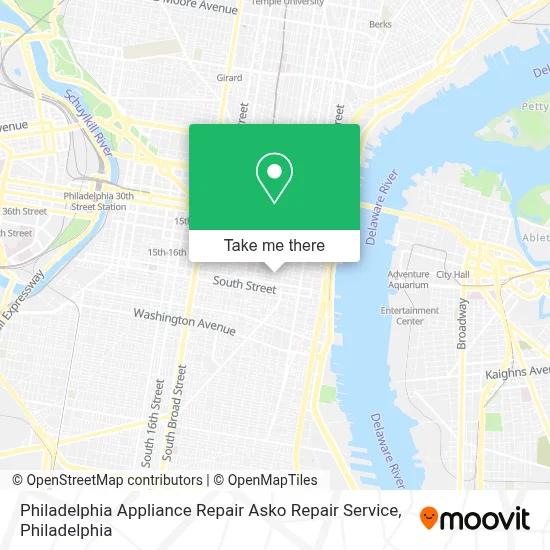 Philadelphia Appliance Repair Asko Repair Service map