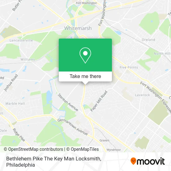 Bethlehem Pike The Key Man Locksmith map