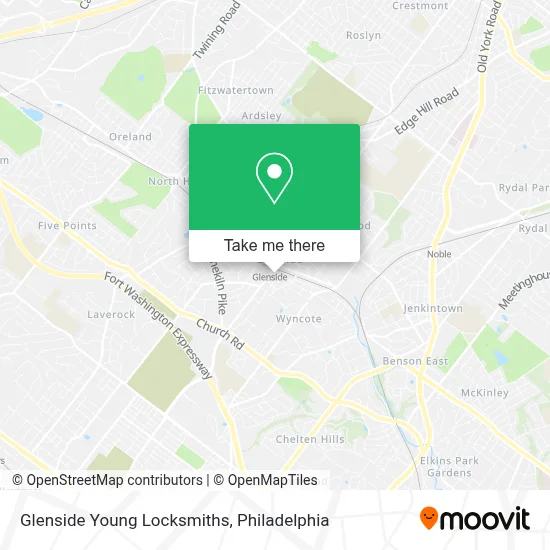 Glenside Young Locksmiths map