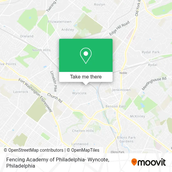 Fencing Academy of Philadelphia- Wyncote map