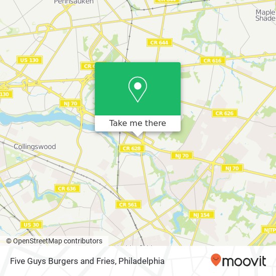 Mapa de Five Guys Burgers and Fries