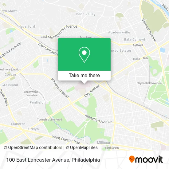 100 East Lancaster Avenue map