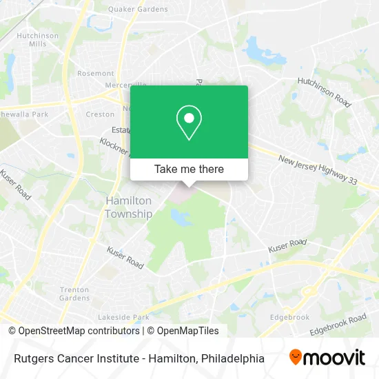 Rutgers Cancer Institute - Hamilton map
