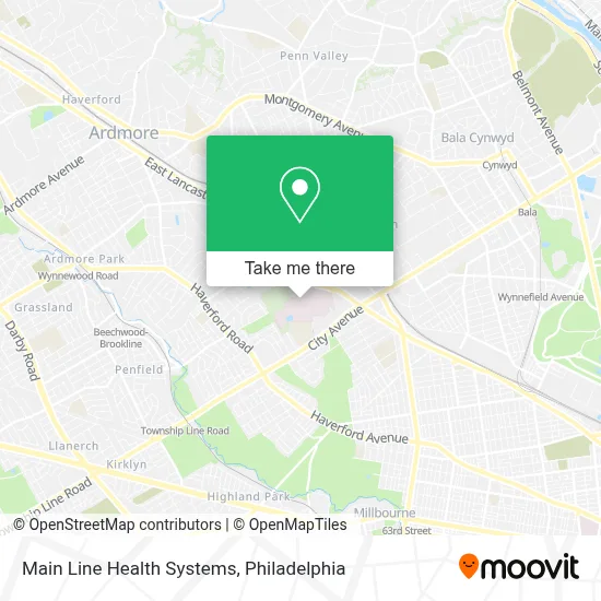 Main Line Health Systems map