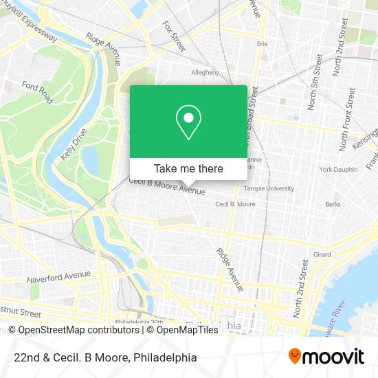 22nd & Cecil. B Moore map