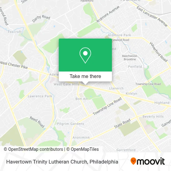 Havertown Trinity Lutheran Church map