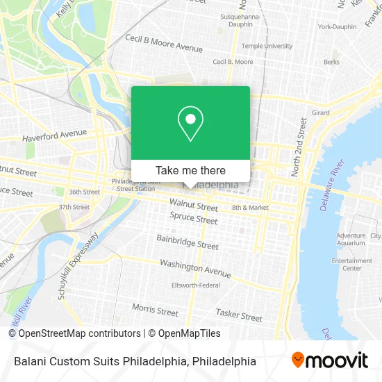 Balani Custom Suits Philadelphia map