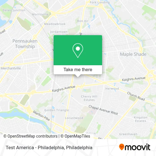 Test America - Philadelphia map