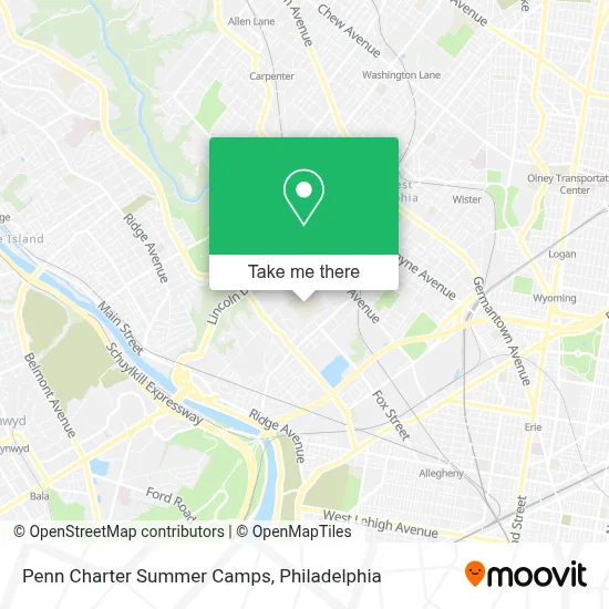 Penn Charter Summer Camps map